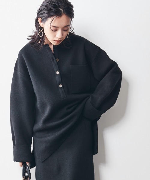 CHIC STYLE（シックスタイル）の「＜大きいサイズ＞ヘンリーネックニットプルオーバー シックスタイル（ニット/セーター・レディース・グレー/ブラウン/ブラック・3L/LL/5L/4L/6L/8L/L）」の11枚目の写真