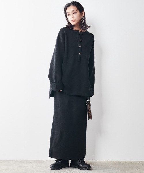 CHIC STYLE（シックスタイル）の「＜大きいサイズ＞ヘンリーネックニットプルオーバー シックスタイル（ニット/セーター・レディース・グレー/ブラウン/ブラック・3L/LL/5L/4L/6L/8L/L）」の17枚目の写真