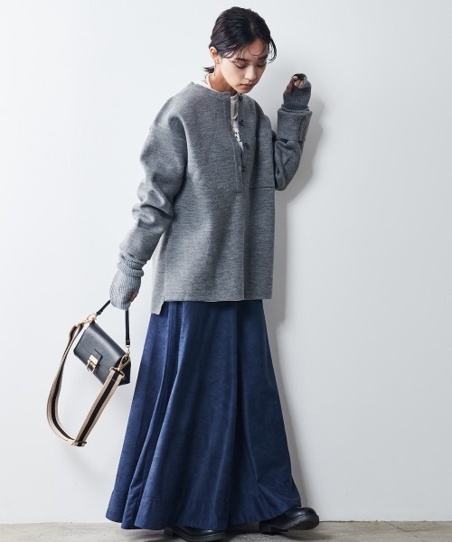 CHIC STYLE（シックスタイル）の「＜大きいサイズ＞ヘンリーネックニットプルオーバー シックスタイル（ニット/セーター・レディース・グレー/ブラウン/ブラック・3L/LL/5L/4L/6L/8L/L）」の21枚目の写真