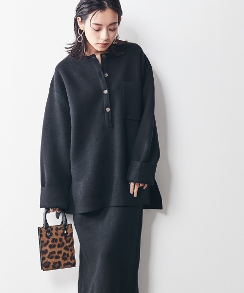 CHIC STYLE（シックスタイル）の「＜大きいサイズ＞ヘンリーネックニットプルオーバー シックスタイル（ニット/セーター・レディース・グレー/ブラウン/ブラック・3L/LL/5L/4L/6L/8L/L）」の12枚目の写真
