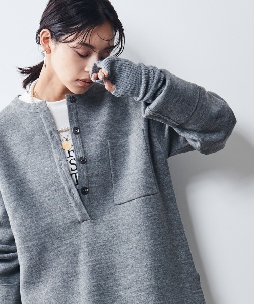 CHIC STYLE（シックスタイル）の「＜大きいサイズ＞ヘンリーネックニットプルオーバー シックスタイル（ニット/セーター・レディース・グレー/ブラウン/ブラック・3L/LL/5L/4L/6L/8L/L）」の8枚目の写真