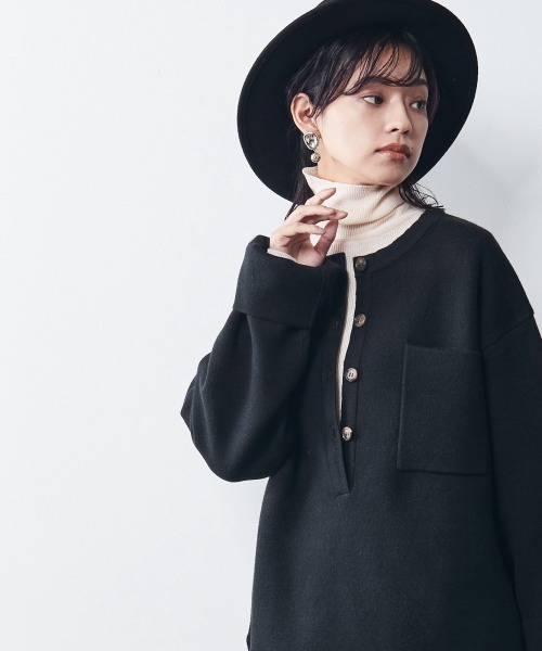 CHIC STYLE（シックスタイル）の「＜大きいサイズ＞ヘンリーネックニットプルオーバー シックスタイル（ニット/セーター・レディース・グレー/ブラウン/ブラック・3L/LL/5L/4L/6L/8L/L）」の13枚目の写真