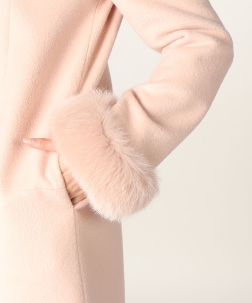 【LAISSE PASSE】ピンクベージュロングコー LAISSE PASSE ピンクベージュファー付きロングコート 36 - メルカリ