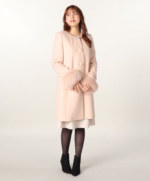 【LAISSE PASSE】ピンクベージュロングコー LAISSE PASSE（レッセパッセ）の「ライナー付きロングブルゾン