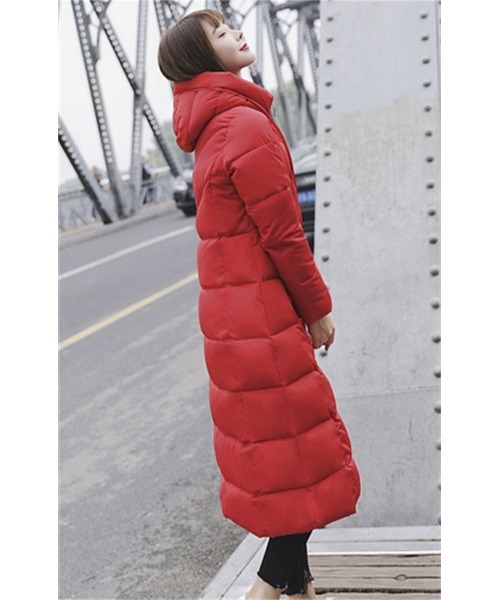 おしゃれスタ（オシャレスタ）の「きれいめシンプルハイネック中綿コート（ダウンジャケット/コート・レディース・ワイン/ブラック/カーキ/グレー/イエロー/グリーン/レッド/ホワイト・M/L/XL/XXL）」の7枚目の写真