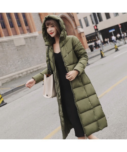 おしゃれスタ（オシャレスタ）の「きれいめシンプルハイネック中綿コート（ダウンジャケット/コート・レディース・ワイン/ブラック/カーキ/グレー/イエロー/グリーン/レッド/ホワイト・M/L/XL/XXL）」の4枚目の写真