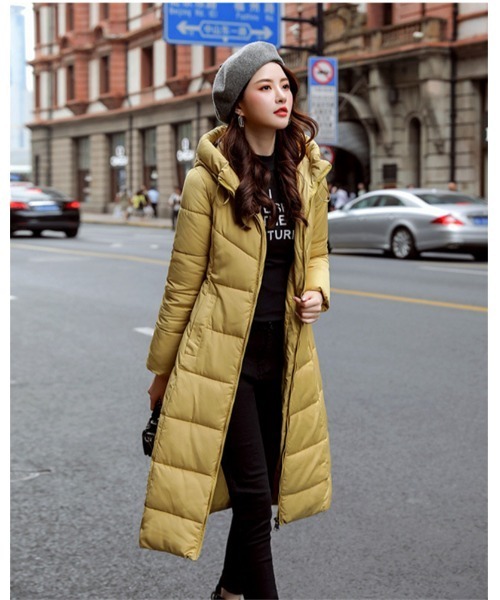 おしゃれスタ（オシャレスタ）の「きれいめシンプルハイネック中綿コート（ダウンジャケット/コート・レディース・ワイン/ブラック/カーキ/グレー/イエロー/グリーン/レッド/ホワイト・M/L/XL/XXL）」の6枚目の写真