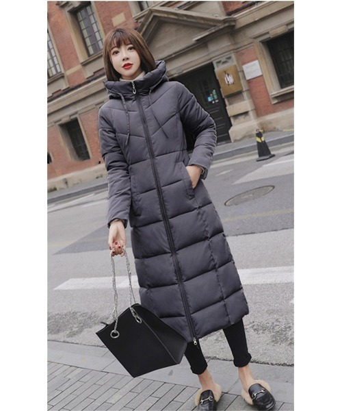 おしゃれスタ（オシャレスタ）の「きれいめシンプルハイネック中綿コート（ダウンジャケット/コート・レディース・ワイン/ブラック/カーキ/グレー/イエロー/グリーン/レッド/ホワイト・M/L/XL/XXL）」の16枚目の写真