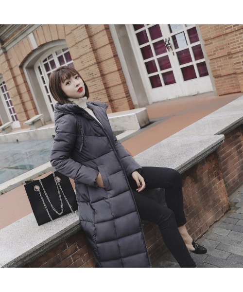 おしゃれスタ（オシャレスタ）の「きれいめシンプルハイネック中綿コート（ダウンジャケット/コート・レディース・ワイン/ブラック/カーキ/グレー/イエロー/グリーン/レッド/ホワイト・M/L/XL/XXL）」の20枚目の写真