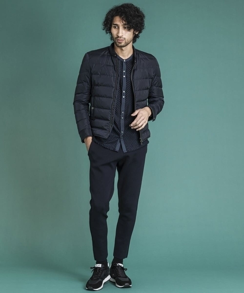 MICHEL KLEIN HOMME   （ミッシェルクランオム）の「パディングライダースブルゾン（ライダースジャケット・メンズ・ネイビー/グレー・MEDIUM/LARGE/X-LARGE）」の4枚目の写真