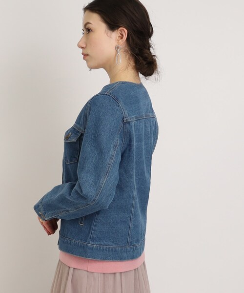 DRESKIP（ドレスキップ）の「◆【レディな着回しのマスト！】ノーカラーGジャン（デニムジャケット・レディース・ライトブルー/ライトグレー/ネイビー・02/03/04）」の16枚目の写真