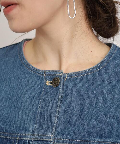 DRESKIP（ドレスキップ）の「◆【レディな着回しのマスト！】ノーカラーGジャン（デニムジャケット・レディース・ライトブルー/ライトグレー/ネイビー・02/03/04）」の4枚目の写真