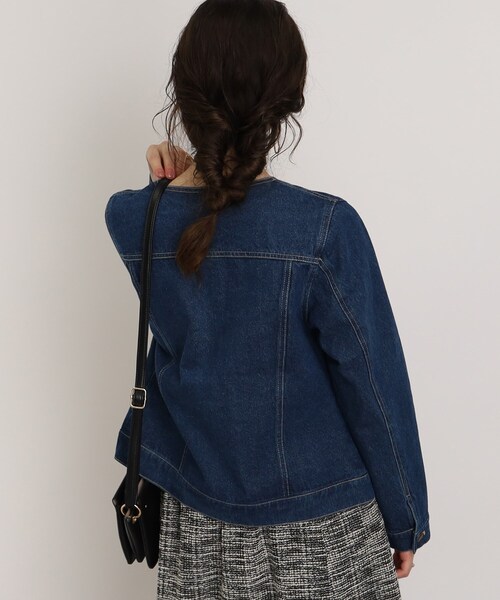 DRESKIP（ドレスキップ）の「◆【レディな着回しのマスト！】ノーカラーGジャン（デニムジャケット・レディース・ライトブルー/ライトグレー/ネイビー・02/03/04）」の11枚目の写真