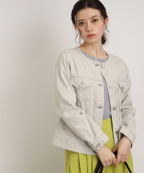 DRESKIP（ドレスキップ）の「◆【レディな着回しのマスト！】ノーカラーGジャン（デニムジャケット・レディース・ライトブルー/ライトグレー/ネイビー・02/03/04）」の22枚目の写真