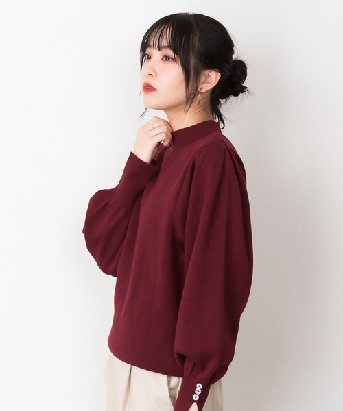 atONE(アットワン)の「atONE ハイネックバルーンスリーブセーター(ニット/セーター・レディース・バーガンディー/ダークグリーン/オフホワイト/杢グレー/ブラック/グレイッシュベージュ・M/LL/L)」の21枚目の写真