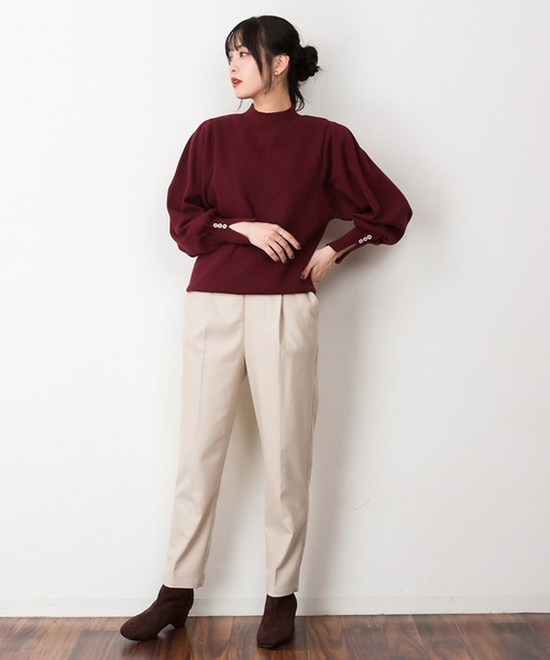 atONE(アットワン)の「atONE ハイネックバルーンスリーブセーター(ニット/セーター・レディース・バーガンディー/ダークグリーン/オフホワイト/杢グレー/ブラック/グレイッシュベージュ・M/LL/L)」の19枚目の写真
