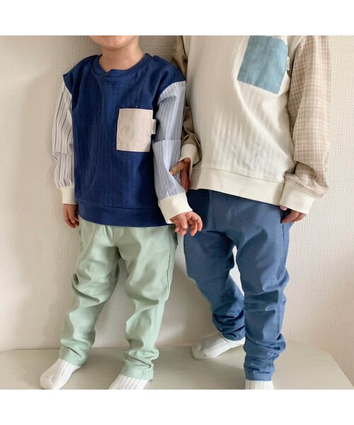 apres les cours（アプレレクール）の「カラフルツイル/7days Style pants_10分丈（その他パンツ・キッズ・ラベンダー/ブルー/ブラック/レッド/カーキ・90/100/110/120/130/80/140）」の8枚目の写真