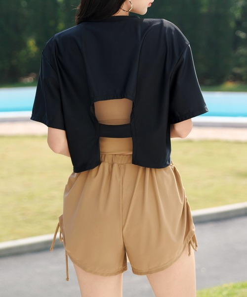 TeddyShop(テディショップ)の「【紫外線遮蔽率 99.9%以上/UPF50+/大きいサイズ有】水着 レディース 体型カバー ラッシュガード ビキニ 4点セット【WEB限定】(水着・レディース・ブラウン/ブラック系その他/ブラウン系その他/ブラック/ブラック×グリーン/グリーン/テラコッタ/チェック/ハウンドトゥース/ブラック系その他2/ブラック系その他3・LL/L/S/M/3L/4L)」の19枚目の写真