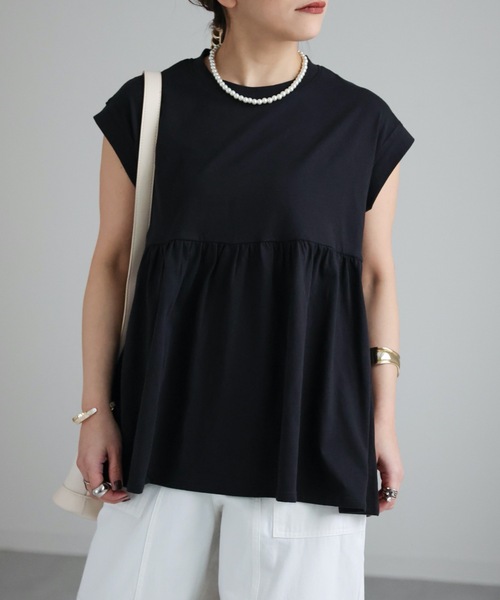 ap retro（アプレトロ）の「コットン100% 切替フレアTシャツ（Tシャツ  