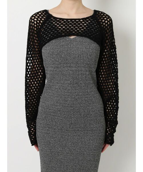 EVRIS(エヴリス)の「メッシュショートニットトップス(ニット/セーター・レディース・ブラック/ブルー/グリーン/アイボリー・FREE)」の15枚目の写真