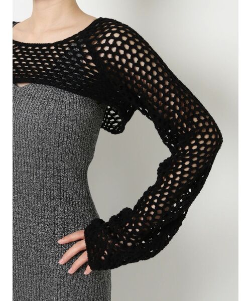 EVRIS(エヴリス)の「メッシュショートニットトップス(ニット/セーター・レディース・ブラック/ブルー/グリーン/アイボリー・FREE)」の10枚目の写真