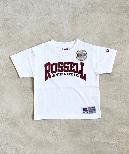 Russell Athletic（ラッセルアスレティック）の「【RUSSELL】プリントTee(100～150cm)（Tシャツ/カットソー・キッズ・チャコール/ラベンダー/マスタード/グリーン/ブラウン/ライトブルー/オフホワイト/杢グレー・100/110/120/130/140/150）」の2枚目の写真