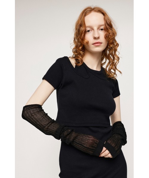 SLY(スライ)の「SHEER ARM SLEEVE シアー アームスリーブ アームウォーマー アームカバー 透け(アームカバー・レディース・ブラック/ピンク・FREE)」の2枚目の写真