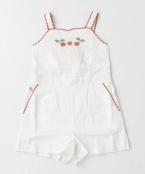POLO RALPH LAUREN CHILDRENSWEAR（ポロ ラルフ ローレン チルドレンズウェア）の「ストロベリー リネンコットン ロンパース（サロペット/オーバーオール・キッズ・ホワイト・10/16/7）」の3枚目の写真