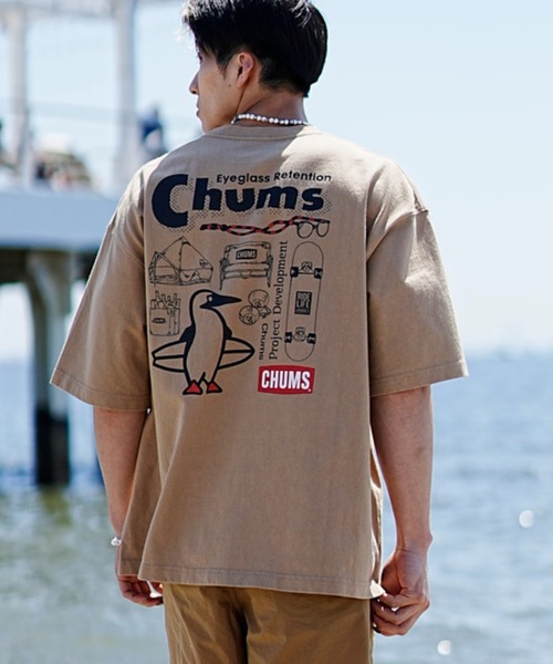 CHUMS（チャムス）の「【ムラサキスポーツ別注】CHUMS/チャムス ヘビーウエイト オーバーサイズ バックプリントTシャツ/クルーネック コットンT CH01-2247（Tシャツ/カットソー・メンズ・ベージュ/ホワイト/ブラック・M/S/L/XL）」の2枚目の写真