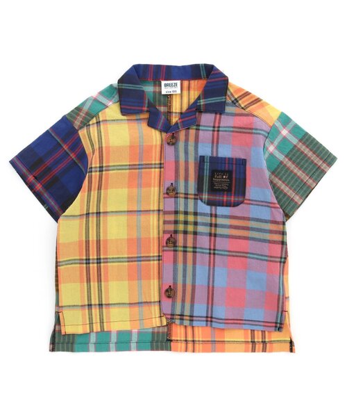 BREEZE(ブリーズ)の「3柄オープンカラーシャツ(シャツ/ブラウス・キッズ・レインボー/キナリ/インディゴブルー・120/110/140/90/130/100/80)」の1枚目の写真