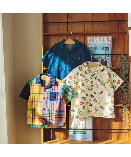 BREEZE(ブリーズ)の「3柄オープンカラーシャツ(シャツ/ブラウス・キッズ・レインボー/キナリ/インディゴブルー・120/110/140/90/130/100/80)」の4枚目の写真