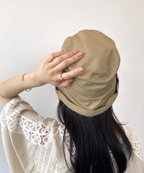 Three Four Time（ｽﾘｰﾌｫｰﾀｲﾑ）の「UVカツラギセーラーハット（ハット・レディース・ブラック/ライトブラウン・FREE）」の5枚目の写真