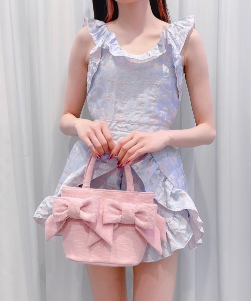 lilLilly（リルリリー）の「ダブルリボンバッグ（ハンドバッグ・レディース・ホワイト/ブラック/ミント/ピンク・FREE）」の4枚目の写真