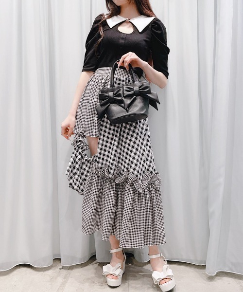 lilLilly（リルリリー）の「ダブルリボンバッグ（ハンドバッグ・レディース・ホワイト/ブラック/ミント/ピンク・FREE）」の11枚目の写真