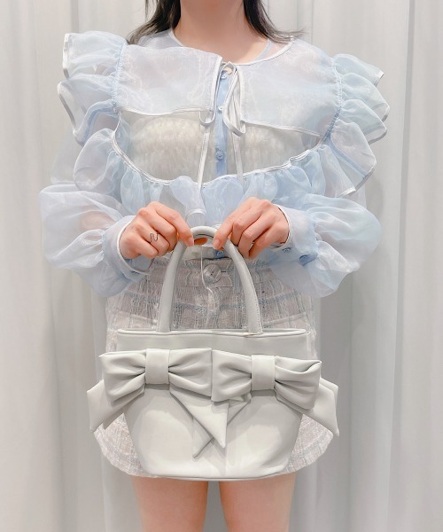 lilLilly（リルリリー）の「ダブルリボンバッグ（ハンドバッグ・レディース・ホワイト/ブラック/ミント/ピンク・FREE）」の14枚目の写真