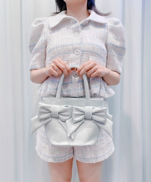 lilLilly（リルリリー）の「ダブルリボンバッグ（ハンドバッグ・レディース・ホワイト/ブラック/ミント/ピンク・FREE）」の15枚目の写真