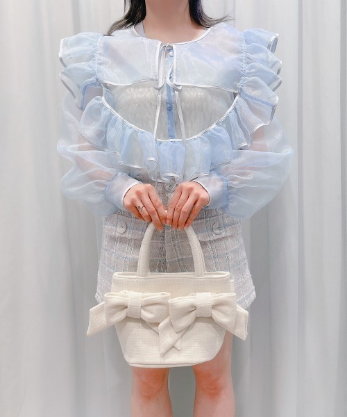 lilLilly（リルリリー）の「ダブルリボンバッグ（ハンドバッグ・レディース・ホワイト/ブラック/ミント/ピンク・FREE）」の18枚目の写真