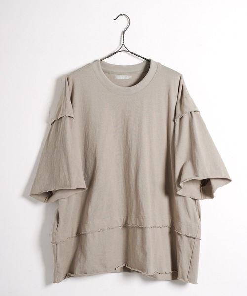 Air Tokyo(エアートウキョー)の「オーバーサイズ カットオフ ショートスリーブ カットソー(Tシャツ/カットソー・メンズ・オフホワイト/グレイッシュベージュ/ブラック・MEDIUM/LARGE)」の14枚目の写真