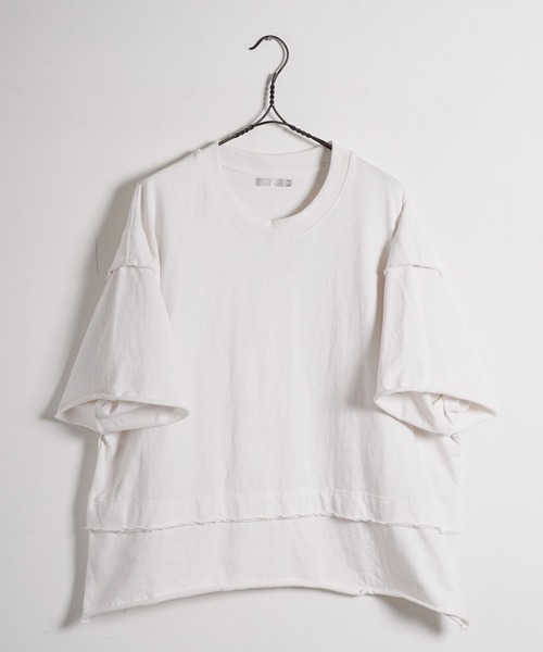 Air Tokyo(エアートウキョー)の「オーバーサイズ カットオフ ショートスリーブ カットソー(Tシャツ/カットソー・メンズ・オフホワイト/グレイッシュベージュ/ブラック・MEDIUM/LARGE)」の16枚目の写真