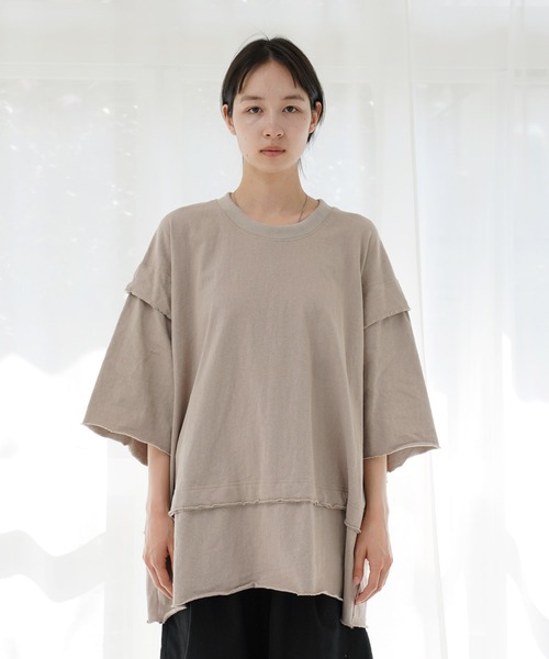 Air Tokyo(エアートウキョー)の「オーバーサイズ カットオフ ショートスリーブ カットソー(Tシャツ/カットソー・メンズ・オフホワイト/グレイッシュベージュ/ブラック・MEDIUM/LARGE)」の8枚目の写真
