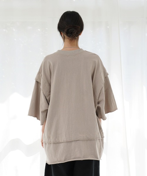 Air Tokyo(エアートウキョー)の「オーバーサイズ カットオフ ショートスリーブ カットソー(Tシャツ/カットソー・メンズ・オフホワイト/グレイッシュベージュ/ブラック・MEDIUM/LARGE)」の10枚目の写真