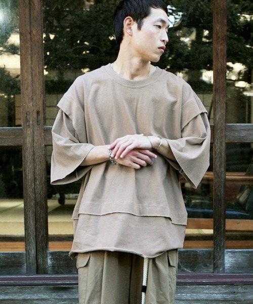 Air Tokyo(エアートウキョー)の「オーバーサイズ カットオフ ショートスリーブ カットソー(Tシャツ/カットソー・メンズ・オフホワイト/グレイッシュベージュ/ブラック・MEDIUM/LARGE)」の18枚目の写真