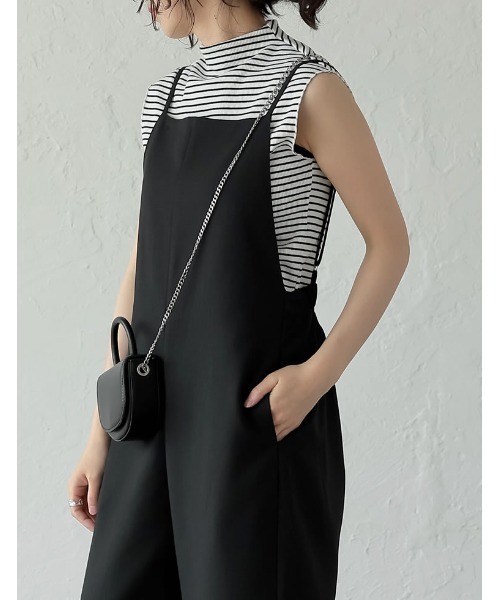 Re:EDIT（リエディ）の「[低身長サイズ有]リネンライクサロペット（サロペット/オーバーオール・レディース・ブラック/グレイッシュベージュ/ブラウン・LARGE/SHORT/MEDIUM）」の4枚目の写真