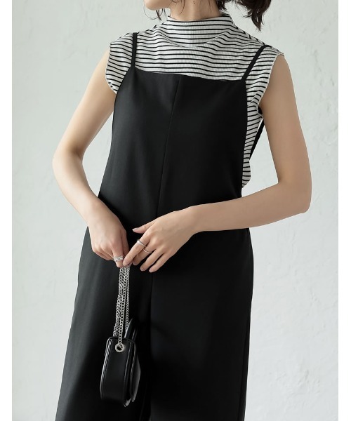 Re:EDIT（リエディ）の「[低身長サイズ有]リネンライクサロペット（サロペット/オーバーオール・レディース・ブラック/グレイッシュベージュ/ブラウン・LARGE/SHORT/MEDIUM）」の12枚目の写真