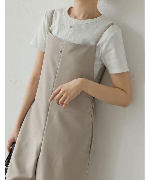 Re:EDIT（リエディ）の「[低身長サイズ有]リネンライクサロペット（サロペット/オーバーオール・レディース・ブラック/グレイッシュベージュ/ブラウン・LARGE/SHORT/MEDIUM）」の5枚目の写真