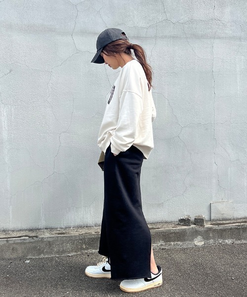 ISOOK(アイスー)の「バックスリットスウェットスカート(chiica select) / ロングスカート スリットスカート 大人カジュアル(スカート・レディース・ブラック/グレー・FREE)」の10枚目の写真