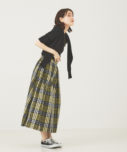 abahouse mavie(アバハウスマヴィ)の「メモリーチェックタックスカート(スカート・レディース・グレー/イエロー・フリー)」の3枚目の写真