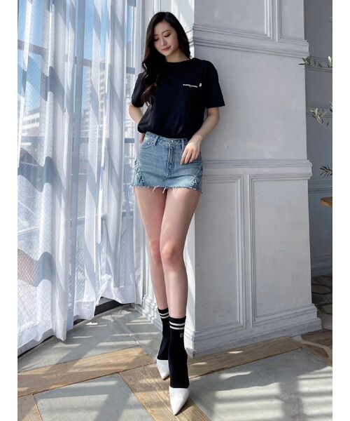 GYDA（ジェイダ）の「【WEB限定】PAPARAZZI BUNNY ロゴTシャツ（Tシャツ/カットソー・レディース・ブラック/オフホワイト/オレンジ・FREE）」の12枚目の写真