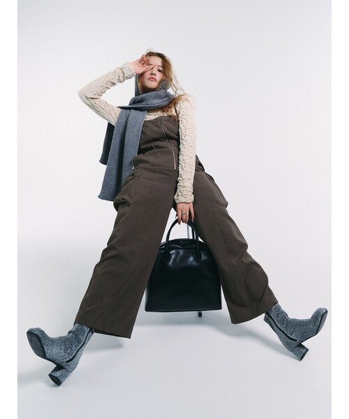 Ray BEAMS（レイビームス）の「Ray BEAMS / フード リブ マフラー（マフラー・レディース・ブラック/グレー・ONE SIZE）」の9枚目の写真