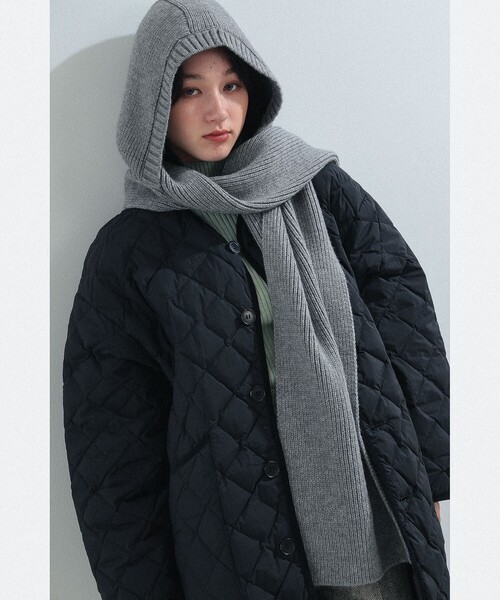 Ray BEAMS（レイビームス）の「Ray BEAMS / フード リブ マフラー（マフラー・レディース・ブラック/グレー・ONE SIZE）」の8枚目の写真